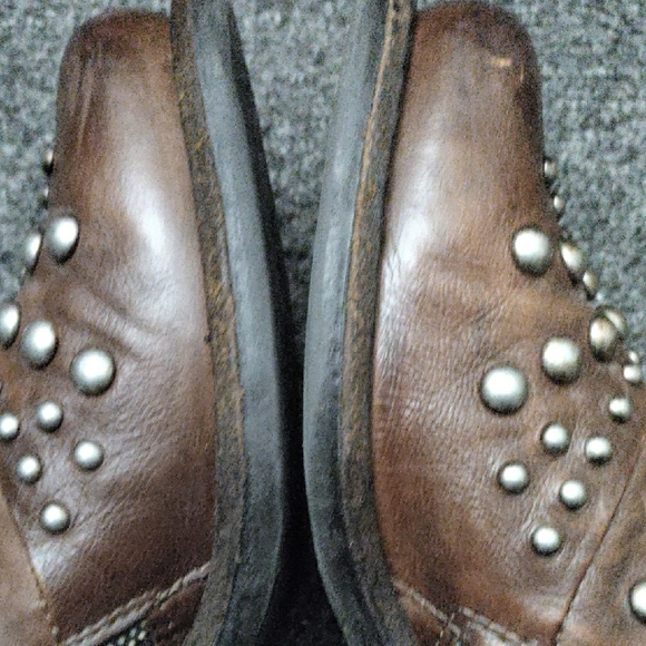 A.S.98 Brown Leather Studded Ankle Boots - Picture 7 of 13